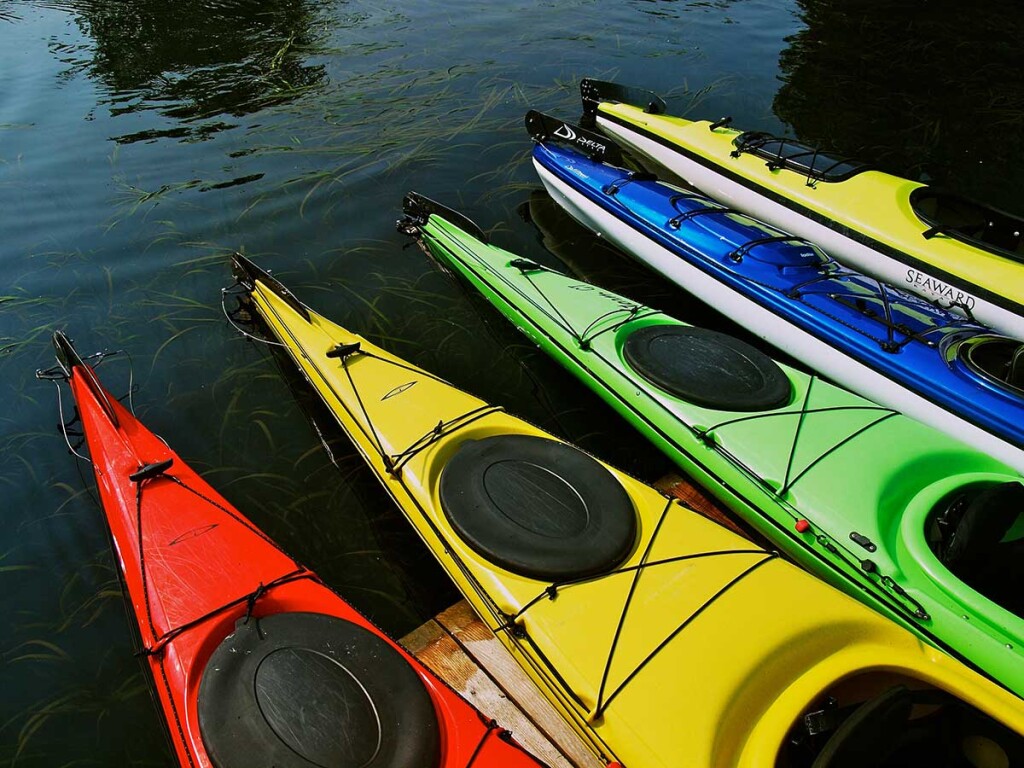 Colourful kayaks