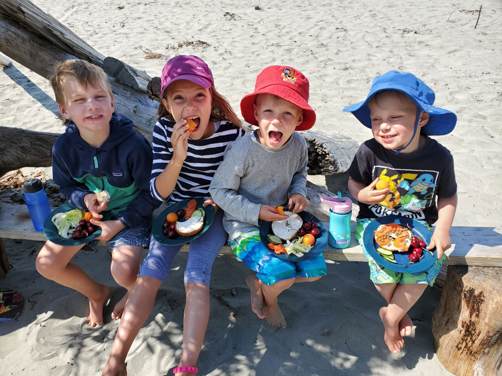 4 kids on the beach
